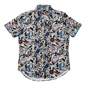 Robert Graham Classic Fit Explosion Comic Art Polyester S/S Button Shirt Mens M